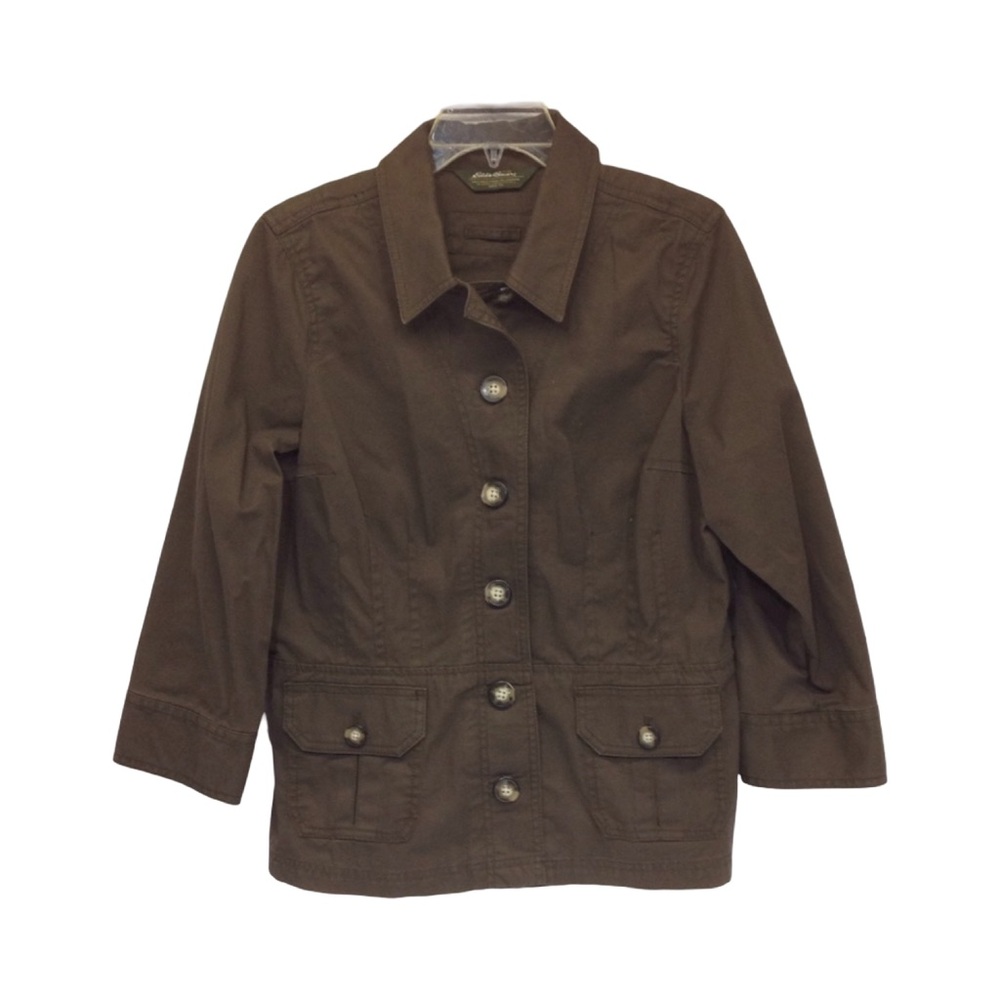 Eddie Bauer Womens Utility Jacket Size Tall Large Olive Green